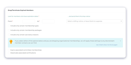 Dropped Benefits with Inactive Memberships