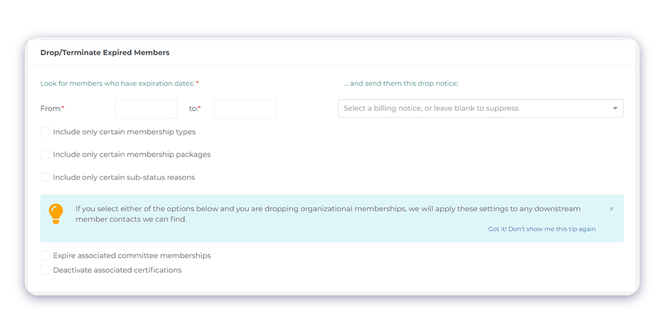 Dropped Benefits with Inactive Memberships