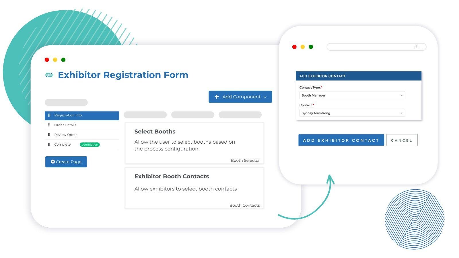 Stylized Screenshot | Exhibitor Contacts in Exhibitor Registration Form