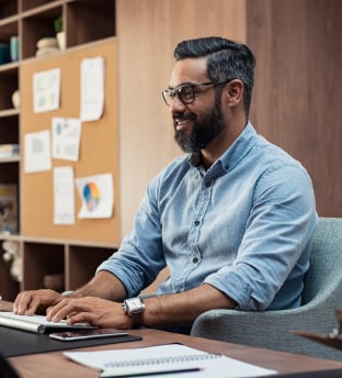 man working at desk