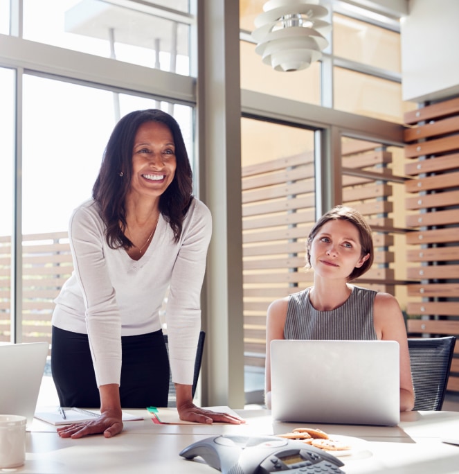 woman smiling at meeting