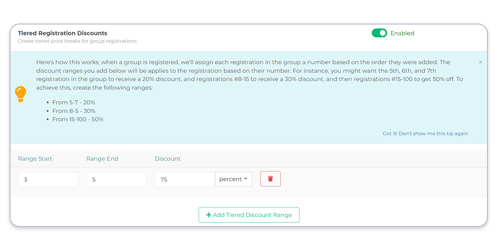 Tiered Registration discounts