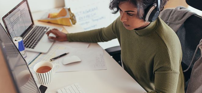 woman working at a desk