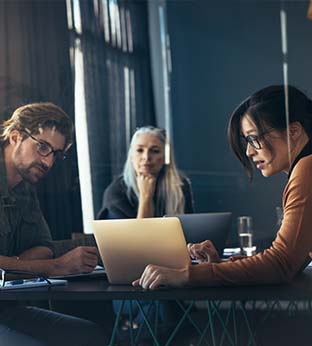 Team working at computer